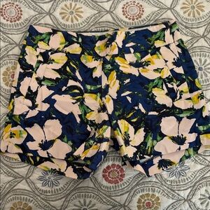 J. Crew Floral Print Shorts in Navy, Cream & Green